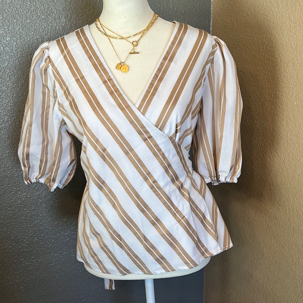 Anne Taylor size M - front wrap striped blouse